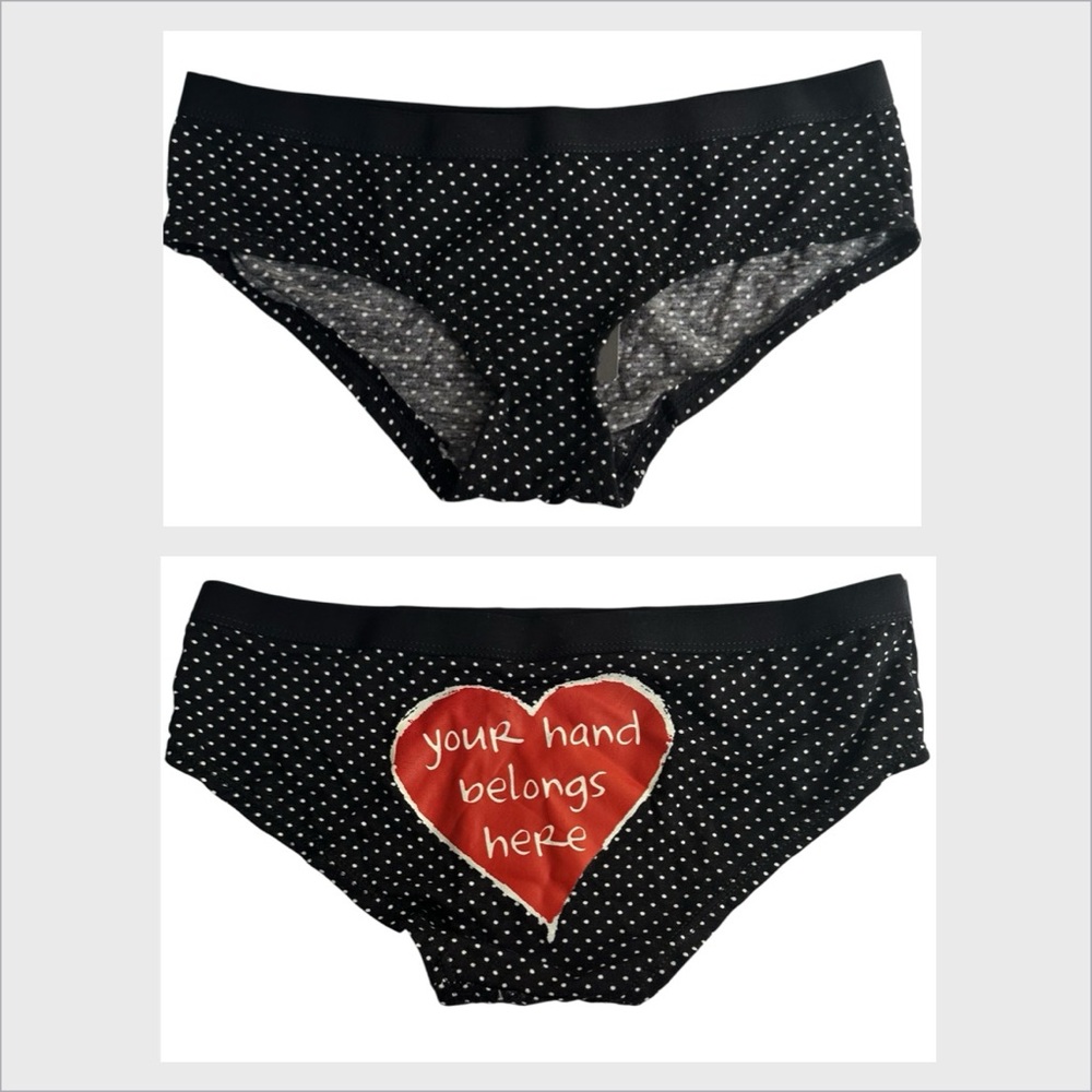 White Polka Dot Black Pantie size Small